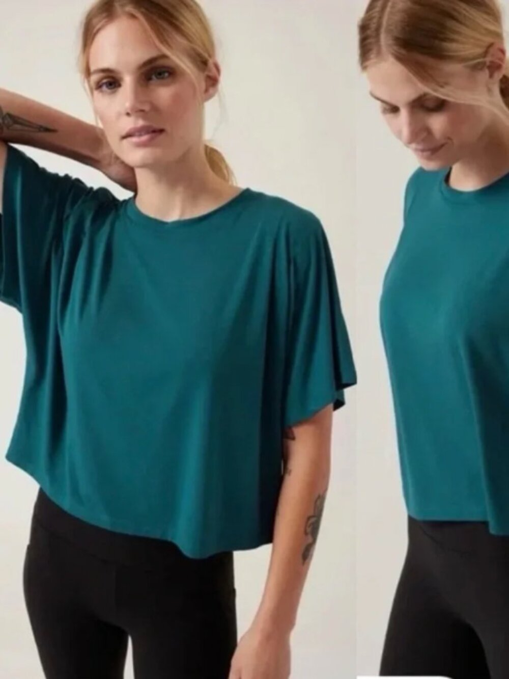 Athleta Elemental Cropped Tee in Dark Sardina Blue Size 1X